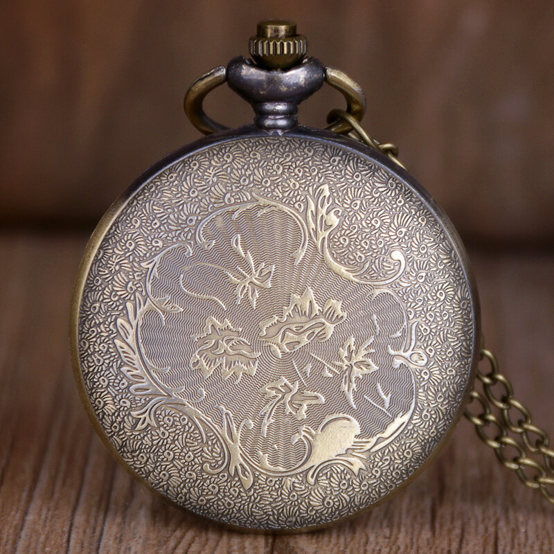 Relojes de bolsillo de cuarzo antiguo para hombre y mujer, diseño de retrato colorido de bronce, cadena de collar, nueva moda