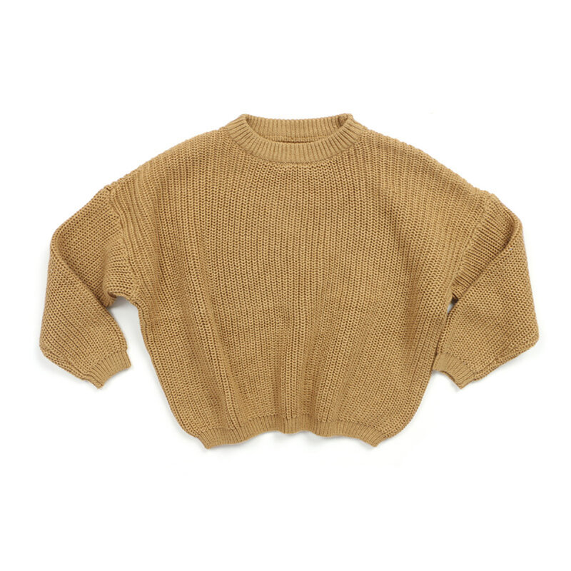 Suéter para niños pequeños con cuello redondo, Tops gruesos de lana suave, trajes de manga larga
