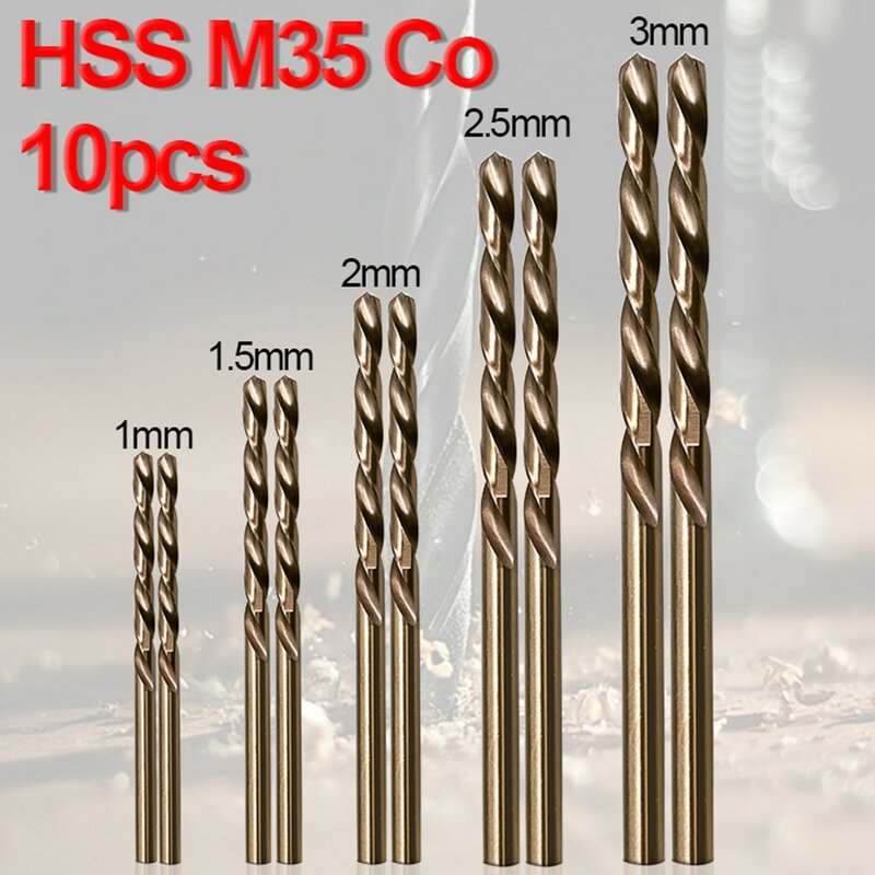 10pcs Coated Cobalt Drill Bits HSS High Speed Steel Drill Bits Set Tool Multi Function Metal Drills Power Tools Woodwor