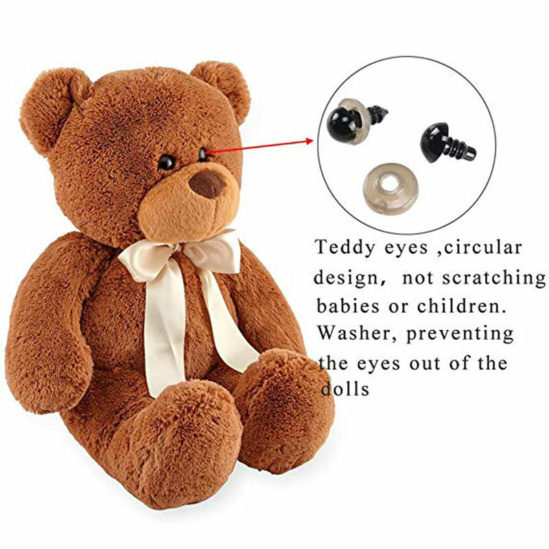 Yeux de sécurité en plastique pour l'artisanat, 100 pièces, mélange de 8/10/12mm, animal ours poupées, accessoires de marionnettes, jouets en peluche avec rondelle