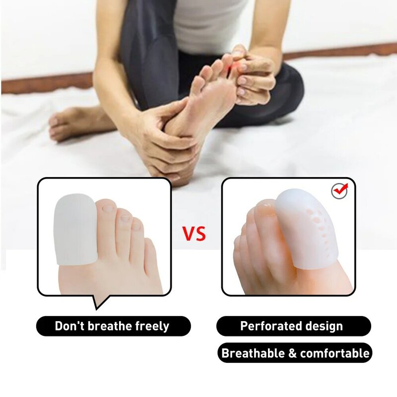 Respirável Silicone Toe Covers Tube, Big Toe Protector, Buracos para Calos, Calos Blister, Novos Separadores Toe, C1570, 2Pcs
