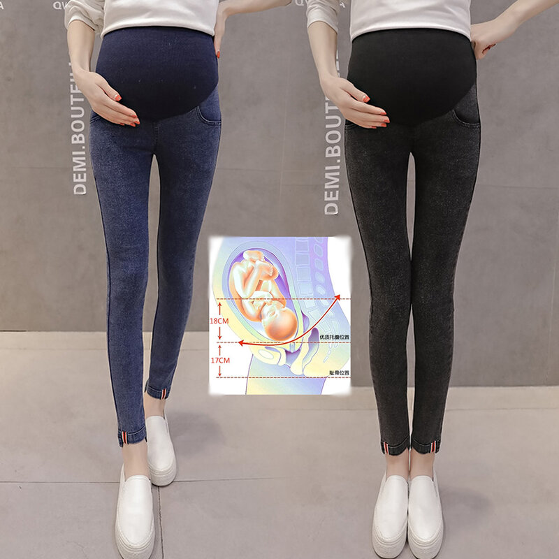 Celana Jeans Denim untuk Wanita Hamil Pakaian Menyusui Kehamilan Legging Celana Panjang Gravidas Jeans Baju Hamil
