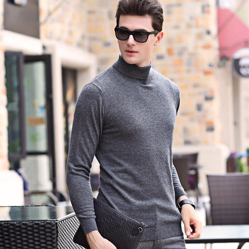 MRMT 2024 Brand Autumn and Winter New Men's Sweater Self-cultivation High-collar Knitted for Male Young Long-sleeved Sweater