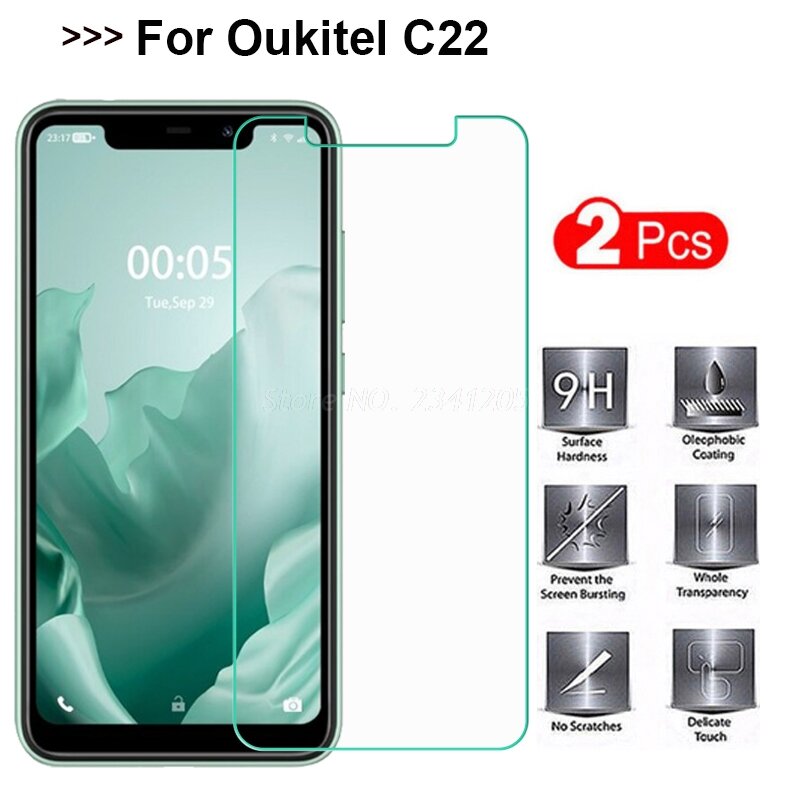 Закаленное стекло для Oukitel C21 9D, Защитная пленка для экрана 9D, Защитное стекло для Oukitel C22 5,86 дюйма, стеклянная пленка, 2-1 шт.