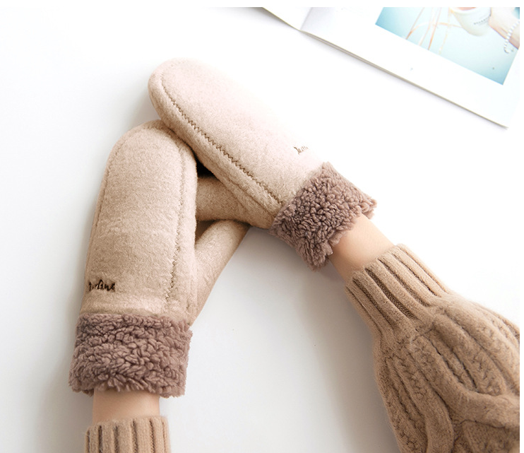 Wersja koreańska wszechstronny jesienno-zimowy zagęszczony list studencki ciepłe rękawiczki trend