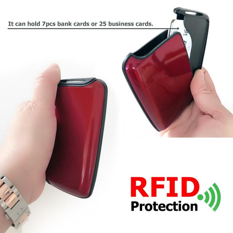Billetera de aleación de aluminio RFID para hombre y mujer, tarjetero para tarjetas bancarias, tarjetero multifunción