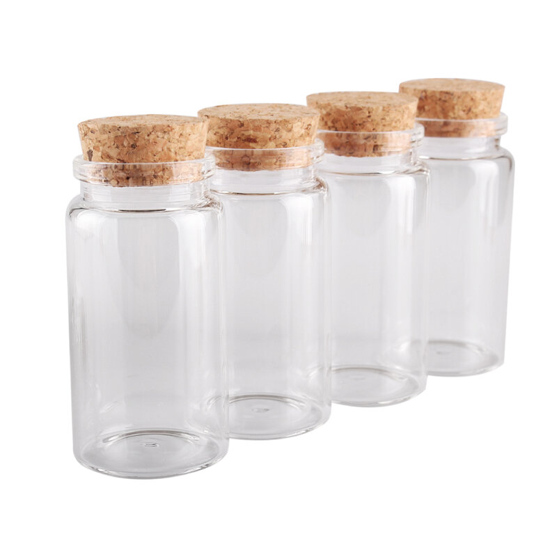 3pcs 50ml 37*70mm Storage Bottles Glass Bottles with Cork Lids Spice Jars Wishing bottles Glass vessels Glass Jars Candy bottles