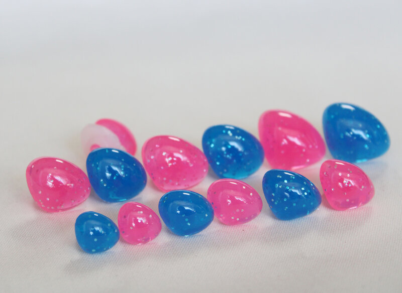 Mascarilla con purpurina personalizada, juguete DE SEGURIDAD DE 30 piezas, de 15mm a 26mm, azul y rosa