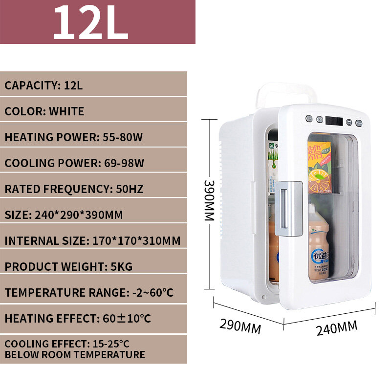 Armadio riscaldante per bevande 12L mini dormitorio per studenti congelatore pasti incubatore armadio caldo e freddo congelatore frigorifero per auto