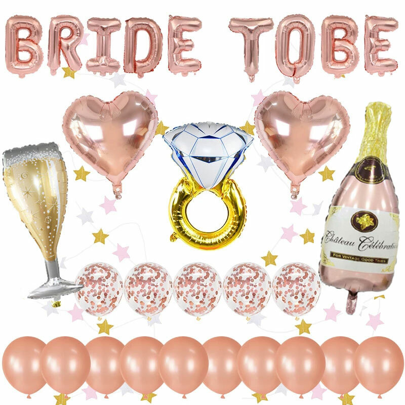 Kit de globos de aluminio para despedida de soltera, suministros de decoración para boda, tema de despedida de soltera, color oro rosa, 1 Juego