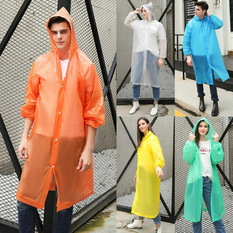 Capa de chuva unissex transparente, capa com capuz para família, adultos e crianças, impermeável