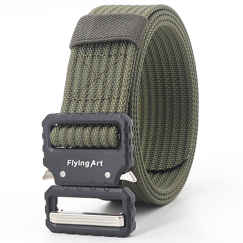 Cinturón de nailon táctico militar para hombre, hebilla de liberación rápida de Metal, ajustable, para exteriores, 48 pulgadas, 3,8 cm de ancho