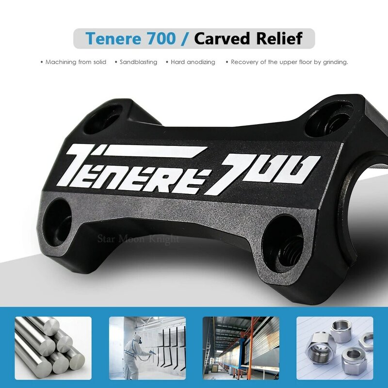 For Yamaha Tenere 700 TENERE700 XTZ XT700Z T700 T7 2019 - Motorcycle Accessories CNC Handle Bar Handlebar Riser Top Clamps Cover