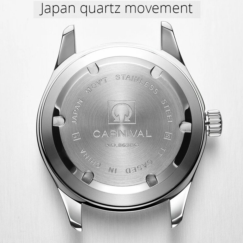 Luminous Watch Men 2020 CARNIVAL Mens Watches Top Brand Luxury Waterproof Sports Quartz Wristwatch Japan Movement Watch For Men