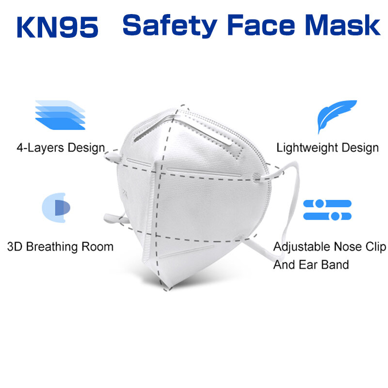 50 pçs kn95 máscaras 4 camadas filtro poeira boca pm2.5 máscara facial gripe pessoal proteção cuidados de saúde máscara transporte rápido