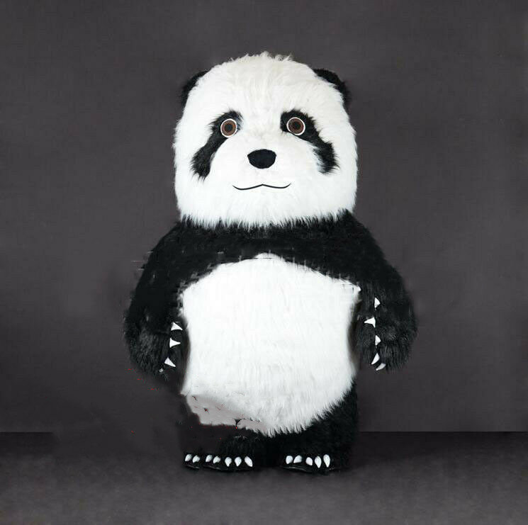 3M ADS Inflatable ยาวขนสัตว์จีนแพนด้าหมีชุดมาสคอต Plush ชุดคอสเพลย์ปาร์ตี้ชุดเกมฮาโลวีน