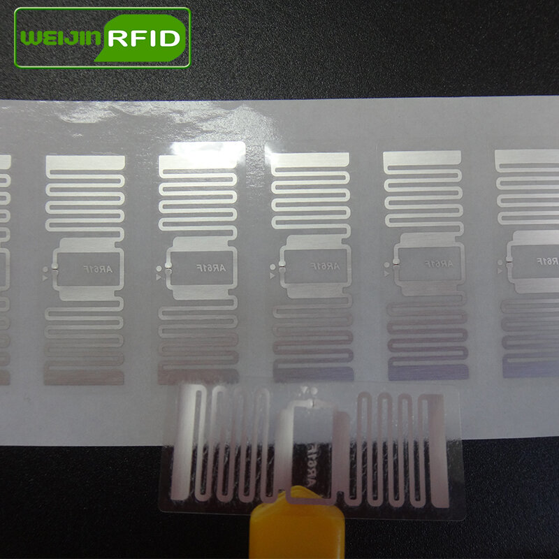 Pegatina RFID UHF tag impinj MonzaR6 AR61F, incrustaciones húmedas, 915mhz, 900, 868mhz, 860-960MHZ, EPCC1G2, 6C, etiqueta RFID pasiva inteligente