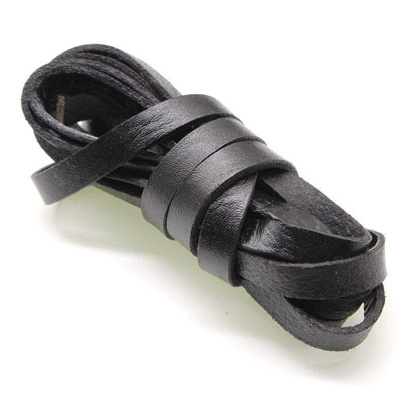 2m kolor czarny prawdziwy skórzany sznur 2 3 4 5 6 8 mm okrągły płaski skórzana linka String Fit naszyjnik bransoletka DIY tworzenia biżuterii