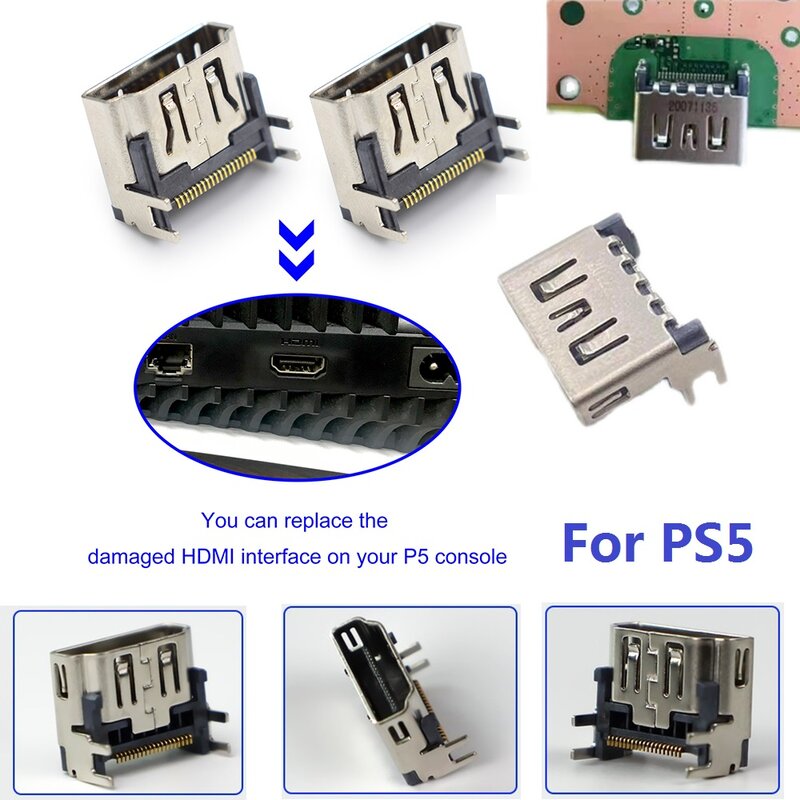 5/10ชิ้นออริจินัลสำหรับ PS5พอร์ต HDMI สำหรับ Sony PlayStation 5แผงชิ้นส่วนตัวควบคุม PS5ตัวเชื่อมต่อชิ้นส่วนซ็อกเก็ตที่เข้ากันได้