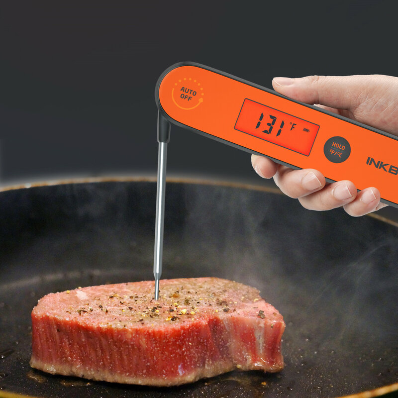 INKBIRD Digitalen Instant Lesen Fleisch Thermometer, IHT-1P Wasserdichte Wiederaufladbare Thermometer mit Hintergrundbeleuchtung & Kalibrierung