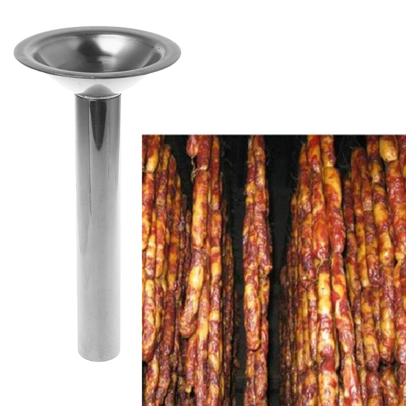 Stainless Steel #10 Size Meat Grinder Sausage Stuffer Tube Horn Funnel Filling