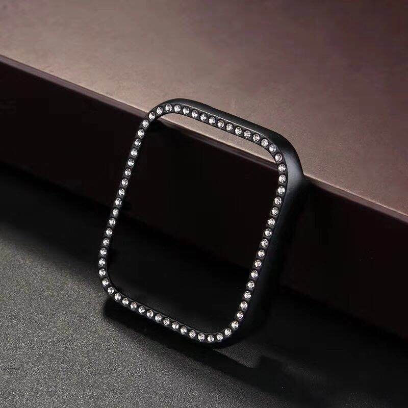 Luxo diamante moldura de metal para apple assistir série 6 5 4 3 2 1se liga caso para iwatch 38 40 42 44mm protetor pára-choques capa