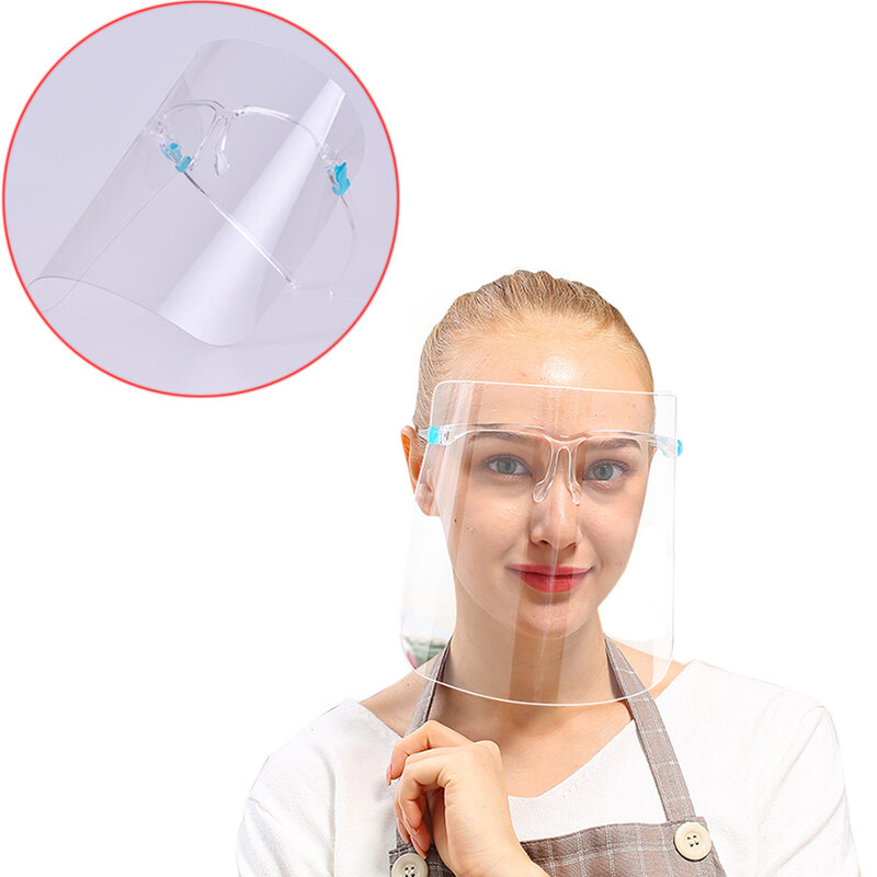 Máscara transparente anti-gotículas, tela completa, viseira de proteção facial, à prova de poeira, anti-saliva, defletor de plástico