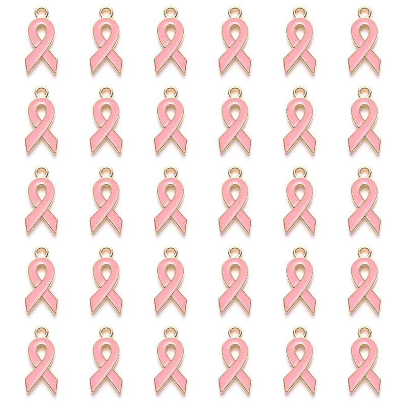 WHOLESALE 30 Pieces Ribbon Charms Metal alloy Cancer Awareness Ribbon Charms For Jewelry Making Alzheimer's Pendants - 20x10mm
