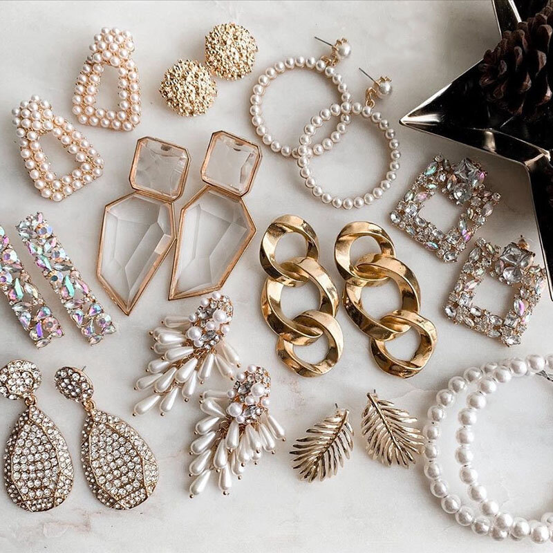 Dvacaman ZA pendientes largos de cristal de moda Vintage pendientes de perlas simuladas Maxi geométricas pendientes de declaración para joyería de las mujeres