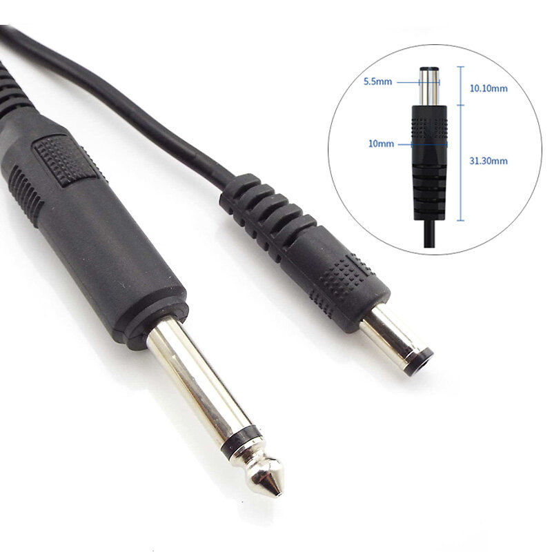 Câble d'alimentation souple 1x6.5mm vers cc, adaptateur de connexion audio 6.5mm, pour Machine à tatouer, Microphone, accessoires de guitare