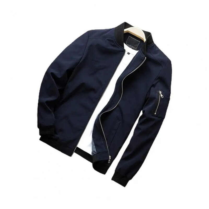 남성용 방풍 캐주얼 스탠드 칼라 카디건, 스포츠용 재킷, 단색 코트, 겨울