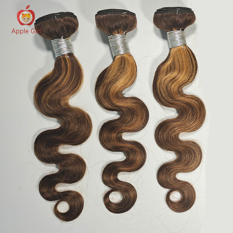 Destaque colorido onda do corpo pacotes brasileiro remy feixes de cabelo humano tecer de 8 a 32 Polegada applegirl 1 ou 3 ou 4 pacotes