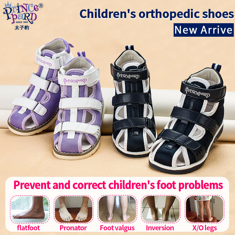 Princepard 2022 dzieci buty ortopedyczne na płaskostopie letnie obuwie dziecięce z zamkniętymi palcami chłopców sandały dziewczęce z podparciem kostki
