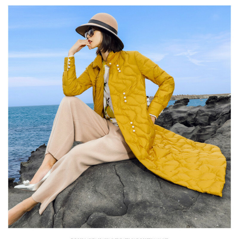 Jaqueta feminina vintage 2020, casaco de pato branco vintage coreano outono inverno