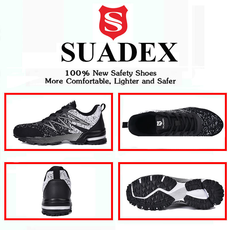 SUADEX obuwie ochronne mężczyźni kobiety stalowe Toe buty Anti-Smashing praca trampki lekkie oddychające letnie obuwie EUR rozmiar 37-48