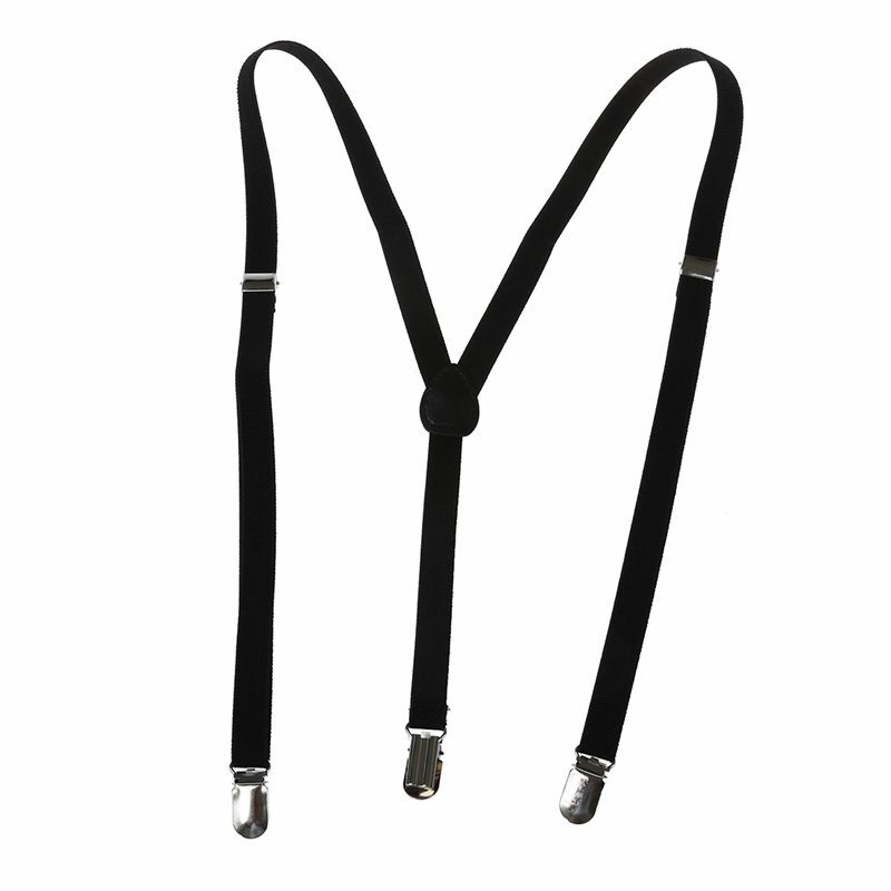 Adulto ajustável metal braçadeira suspensórios elásticos cintas preto