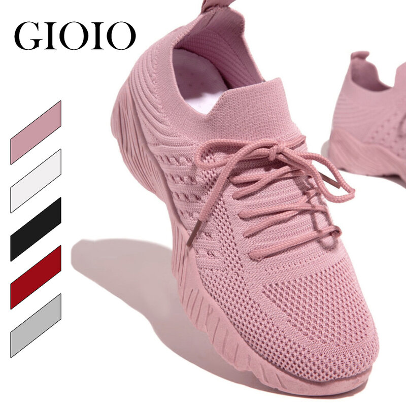 Zapatillas deportivas de malla transpirable para mujer, zapatos informales con cordones, tenis, gimnasio, correr