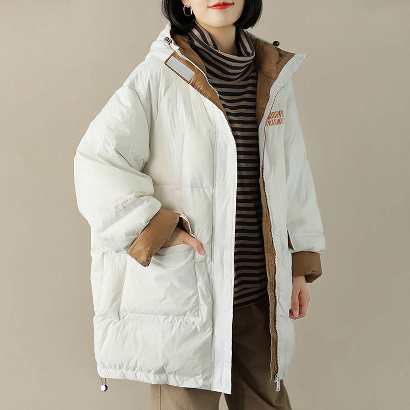 Abrigo informal de poliéster con cremallera para mujer, chaqueta acolchada recta de Color sólido, Parka cálida para invierno, K147