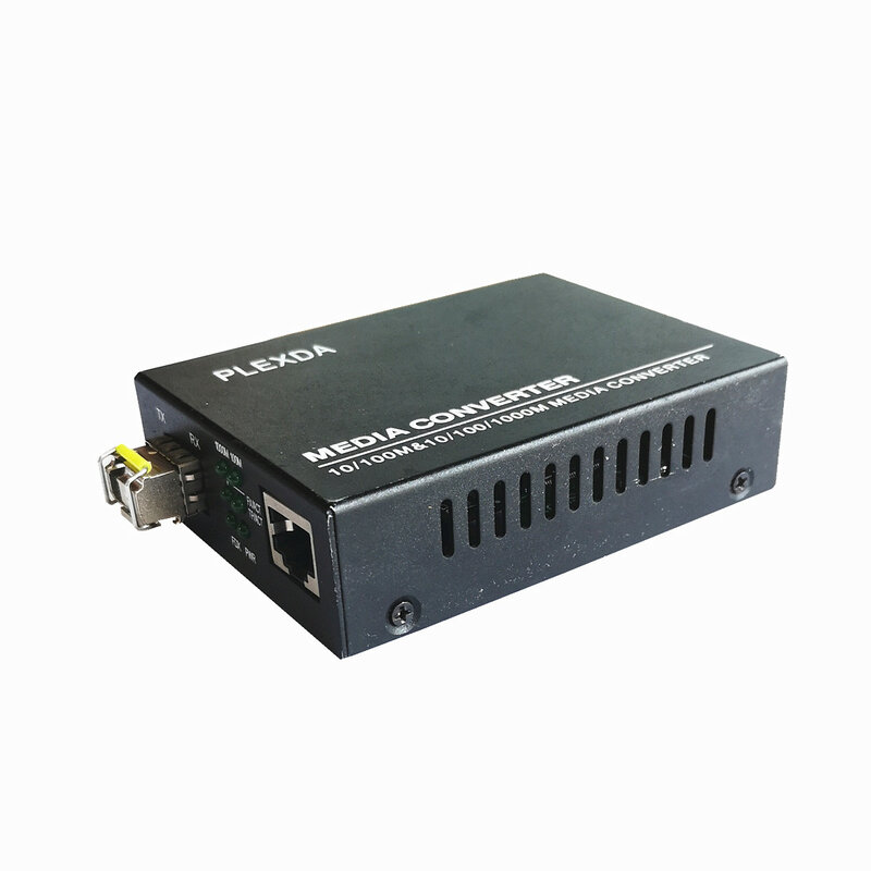Plexda-Convertidor de medios de fibra Gigabit, Bidi de un solo modo LC WDM, 20km -10/100/1000M a 1000 base-lx (FMC-GEBX1315-E20LC)