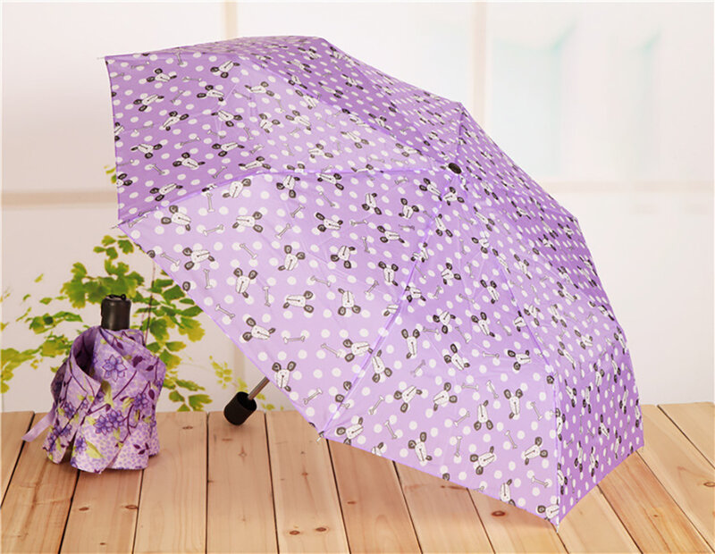 연인 색상 짧은 손잡이 우산 세 접는 우산 강한 방풍 휴대용 미니 접는 우산 우산 선물