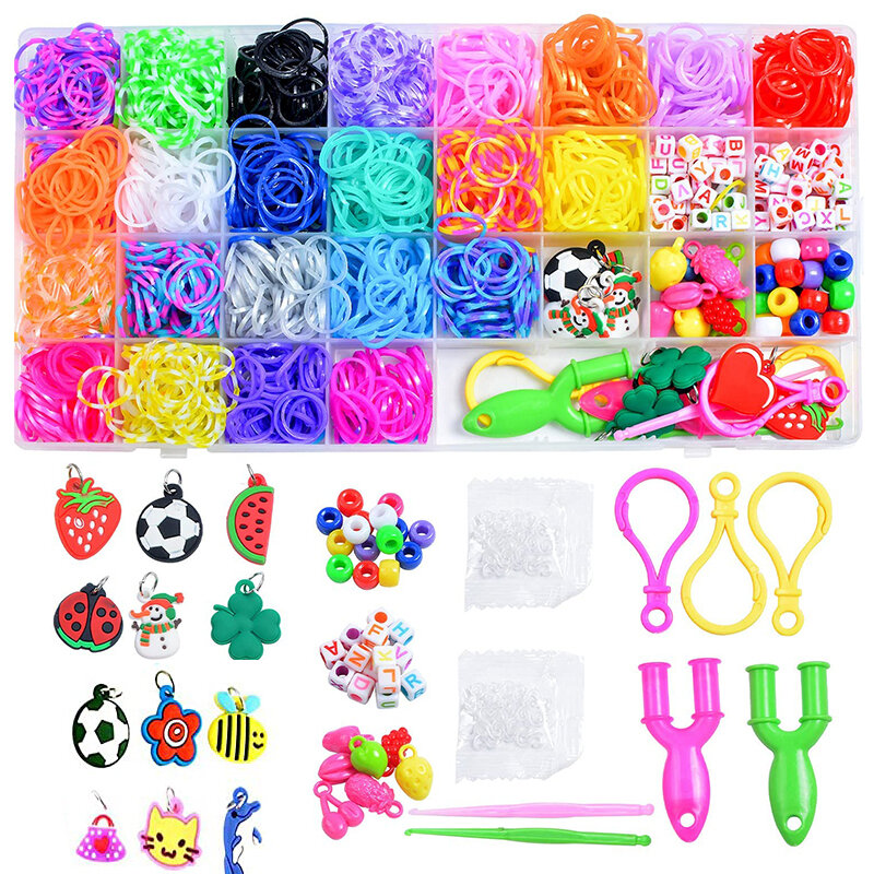 600-1500 шт. + Цветные яркие ткацкие ленты, Набор для изготовления разноцветных браслетов, стандартный тканый браслет, набор для девочек, игрушки для рукоделия, подарки