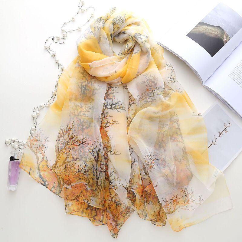 Sunscreen Ice Silk Scarf Scarves Wrap Fashion The Big Beach Towel Women Printed Thin Micro-through Air-conditioning Shawl 180cm