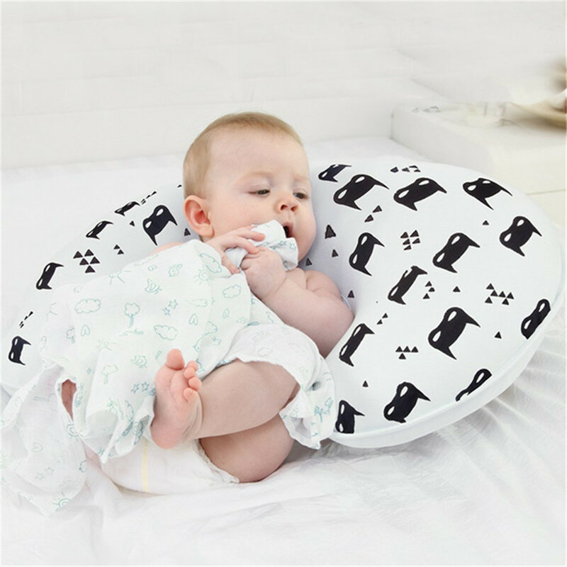 2Pcs U-รูปเด็กหมอนพยาบาลให้นมบุตรหมอนทารกทารกแรกเกิดซิปผ้าฝ้ายเอวคอ Cushion