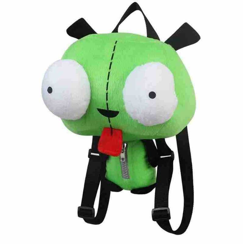 New Alien Invader Zim 3D Eyes Robot Gir Cute Stuffed Plush Backpack Green Bag Xmas Gift 14 inches plush toy