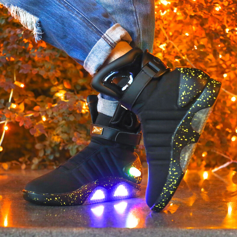 7ipupas New Men Boots USB Rechargeable Glowing Sneaker air mag Boots for Man Women Party Shoes Back to Future Boots