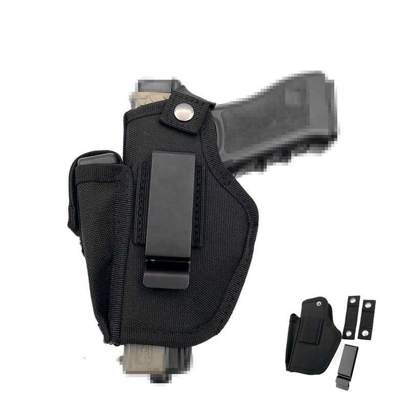Hunting Gun Magazine Holster Concealed Carry Belt Metal Clip Airsoft Nylon Bag Tactical Gun Case For All Sizes Handguns Black