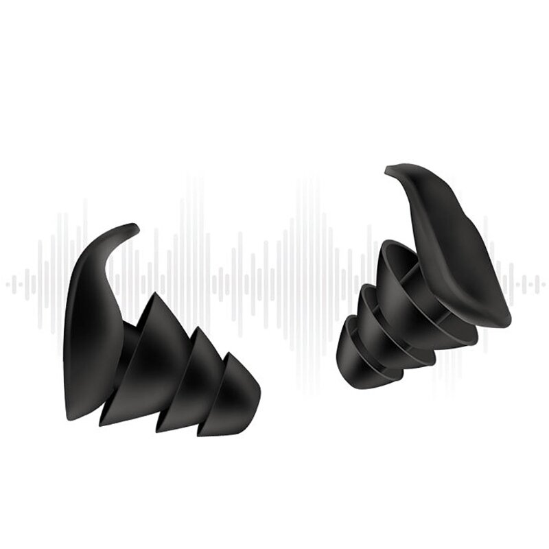Tampão de ouvido de silicone macio, 1 par com 3 camadas, redução de ruídos durante o sono, r9cb