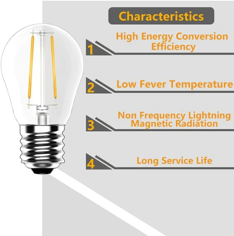 エジソンE27 LED電球,110V,220V,防水,2W,2700K,ウォームホワイト,ヴィンテージ