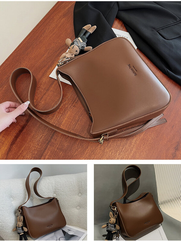 2022 New Design PU Leather Bucket Fashion Bag Lady Woman Single Shoulder Vintage Perfect for Gift Multi Usage