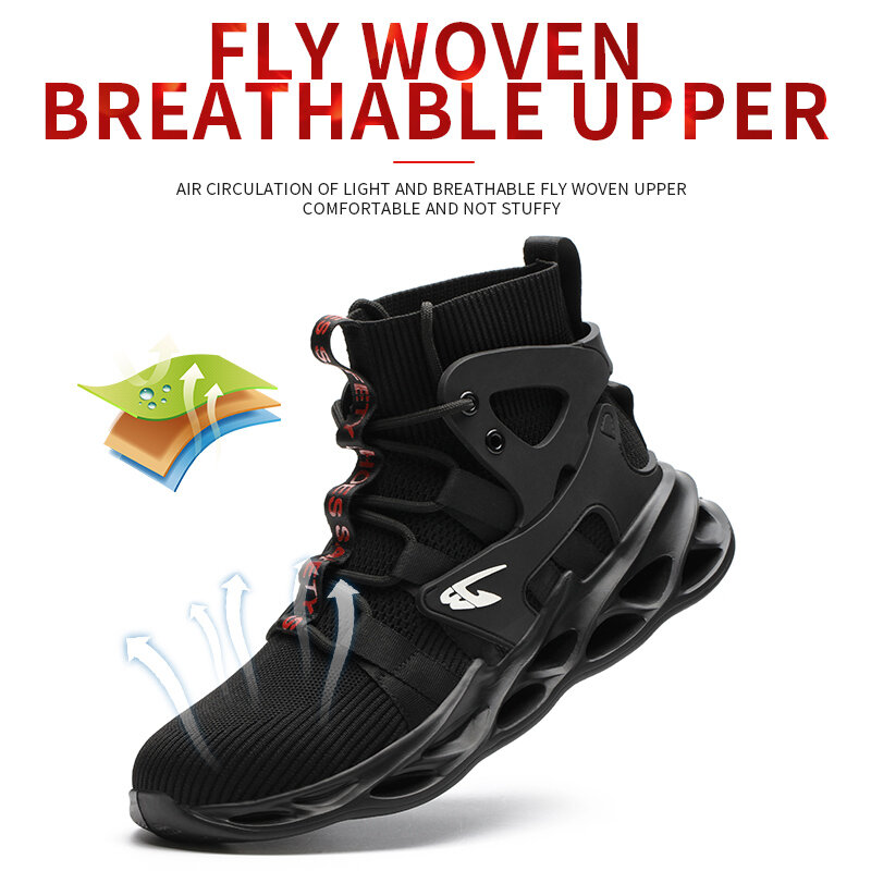 Sapatos de segurança respirável masculino, sapatos de trabalho, impermeáveis, antiderrapantes, EVA, 4, tamanho 48, novo